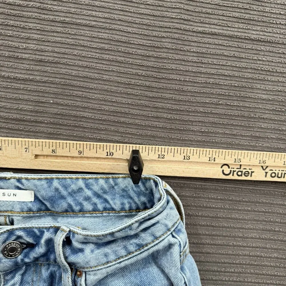 Pacsun Mom Jeans‎ Women 25 Blue Cotton Colorblock Patchwork Light Wash Comfort.